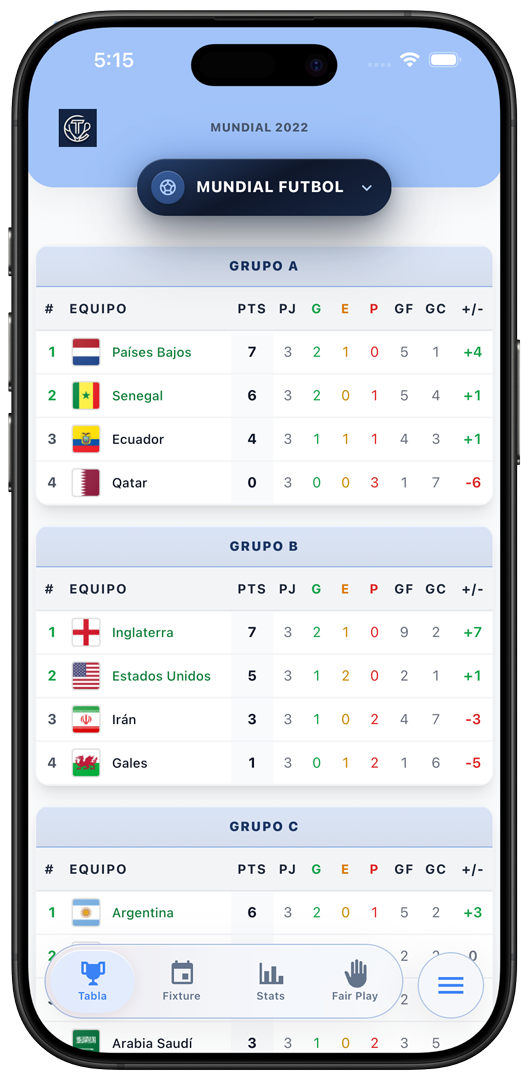 APP del jugador de TorneoClick